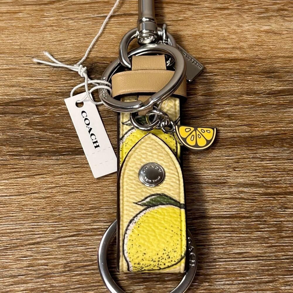 NWT Coach Trigger Snap Bag Charm With Lemon Print